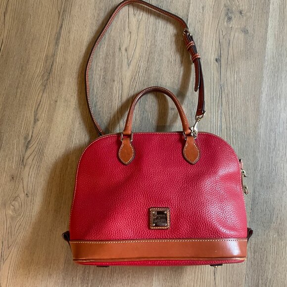 Dooney & Bourke Red Pebble Leather Tote Shoulder Bag Red Lining 10" x 11" - Picture 3 of 11